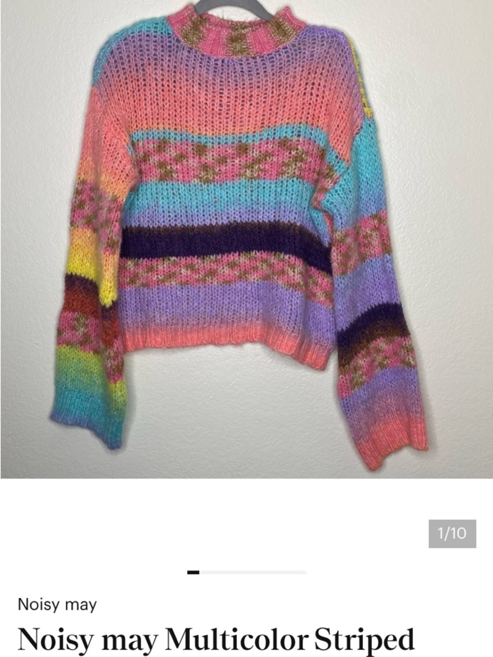 Noisy May Pastel Multicolor Striped Crewneck Sweater